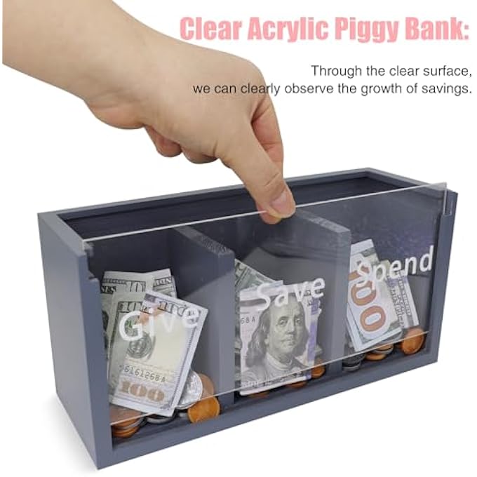 rayihni حصالة للأطفال: ادخر، وفر، وقدم، صندوق حصالة لتوفير النقود للأطفال، آمن للأطفال، علم الأطفال عن العطاء وتوفير المال، صندوق حصالة للأطفال الأولاد والبنات، أزرق - Image 5